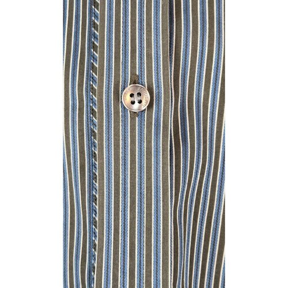 Mens Dress Shirt Stirpe Flip Cuff 17.5 Endurance Ted Baker Superfine Cotton - Picture 14 of 16